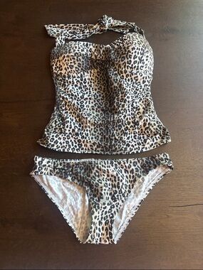 Tommy Bahama Leopard Print Tankini - Tan and Black